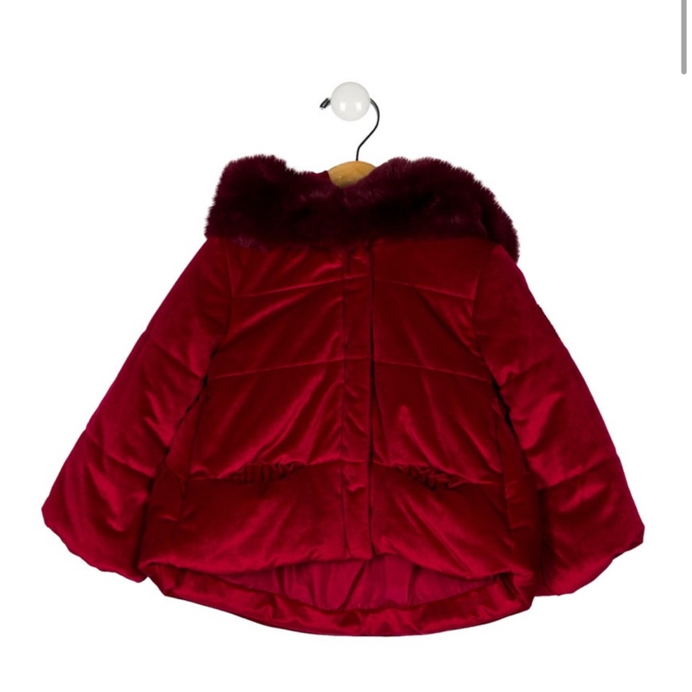 MonnaLisa Burgundy Puffer Jacket with Faux Fur